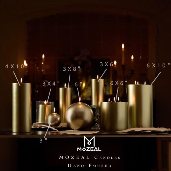 MOZEAL 3" x 8" Hand-Poured Unscented Large Candle,Smokeless Rustic Pillar Candle... - Image 4