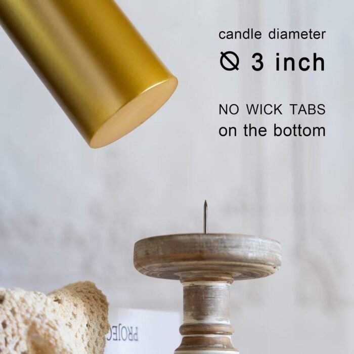 MOZEAL 3" x 8" Hand-Poured Unscented Large Candle,Smokeless Rustic Pillar Candle... - Image 5