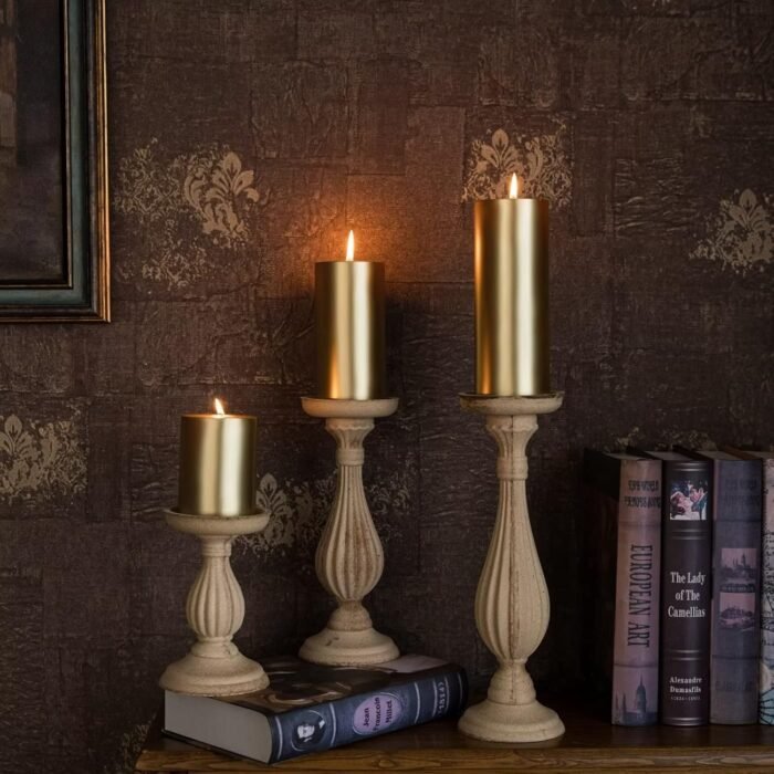 MOZEAL 3" x 8" Hand-Poured Unscented Large Candle,Smokeless Rustic Pillar Candle... - Image 7