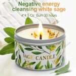 4 Pack Sage Candles for Cleansing House Energy, Pure White Sage Candle Housewarm... - Image 3