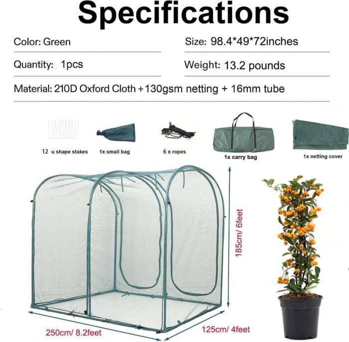 Poray Large Tunnel 8.2'x4' Plant Netting Cover, 6FT Tall Crop Cage Tomato Nettin... - Image 3