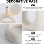 Off White Ceramic Hollow Elliptical Vase Set of 2 - Boho Circle Vase with Hole, ... - Image 4