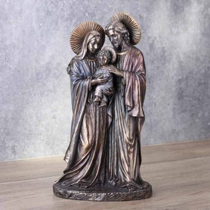 Veronese Design 8 5/8 Inch Holy Family Joseph Mary Holding Young Jesus Cold Cast... - Image 3