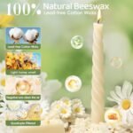 8 Pack Beeswax Taper Candles,7in Spiral Taper Candle Sticks,7 Hour White Beeswax... - Image 3