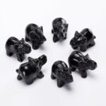 YWG Black Obsidian Elephant 1.5 Inches Statue Crafts Natural Stone Carved Figuri... - Image 6