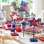 3 Pieces 4th of July Tiered Tray Decor Wood Star Set, Memorial Day Table Decorat... - Image 3