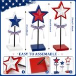 3 Pieces 4th of July Tiered Tray Decor Wood Star Set, Memorial Day Table Decorat... - Image 4