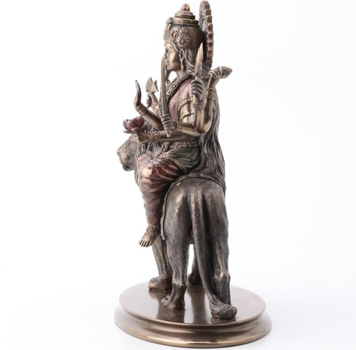 Veronese Design 10 3/8 Inch Divine Mother Durga Riding Lion Hindu Goddess Resin ... - Image 4