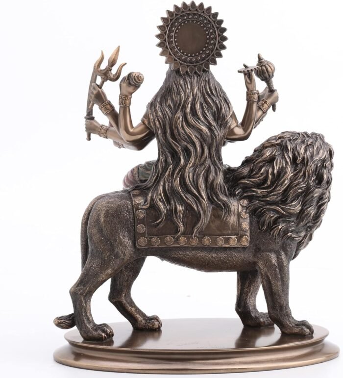 Veronese Design 10 3/8 Inch Divine Mother Durga Riding Lion Hindu Goddess Resin ... - Image 6
