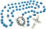 Blue Head of Christ Cameo Rosary, Catholic Antique Glass Prayer Beads, Religious... - Image 6