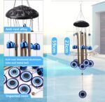 BWINKA Blue Evil Eye Amulet Wind Chimes Bells Outdoor Decor,Metal Windchimes for... - Image 3