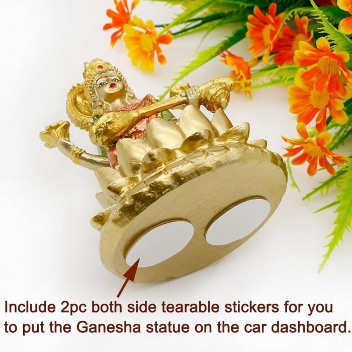 Hindu Goddess Saraswati Statue - 4.4" H Indian God Saraswati Idol Sculpture Diwa... - Image 8