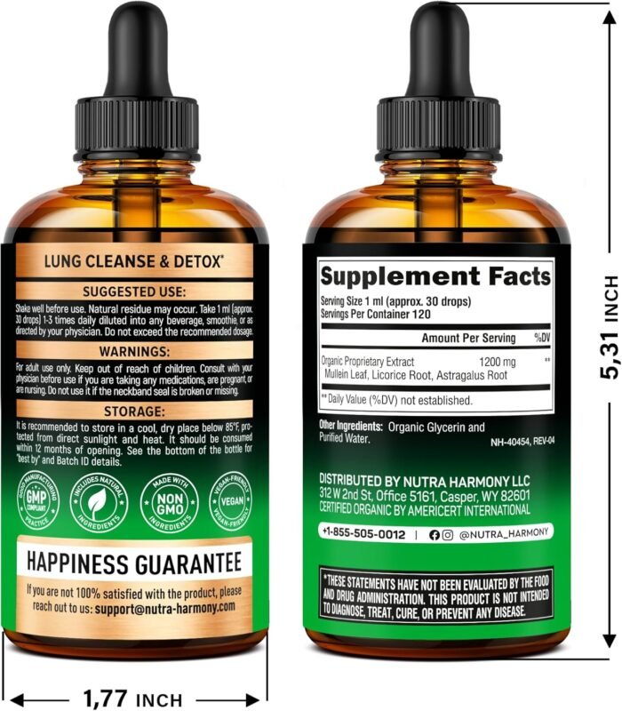 Mullein Drops for Lungs - USDA Organic Liquid - Mullein Leaf Extract Supplement ... - Image 3