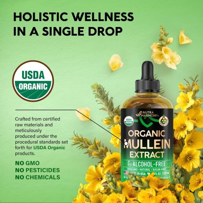 Mullein Drops for Lungs - USDA Organic Liquid - Mullein Leaf Extract Supplement ... - Image 5