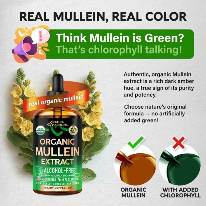 Mullein Drops for Lungs - USDA Organic Liquid - Mullein Leaf Extract Supplement ... - Image 6