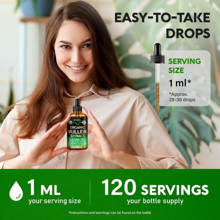 Mullein Drops for Lungs - USDA Organic Liquid - Mullein Leaf Extract Supplement ... - Image 8