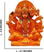 Zig Zag Lord Panchmukhi Hanuman ji Murti/Statue Orange Sankat Mochan Polyresin I... - Image 3