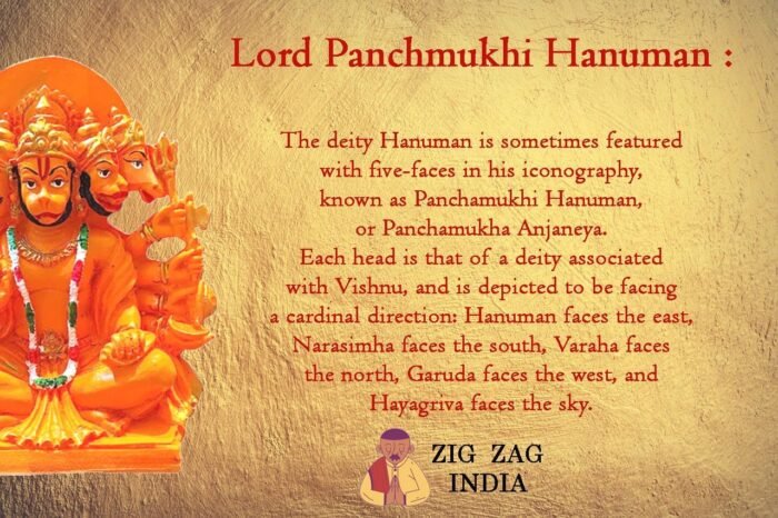 Zig Zag Lord Panchmukhi Hanuman ji Murti/Statue Orange Sankat Mochan Polyresin I... - Image 5