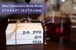 Cute Office Desk Decor, Inspirational Wooden Mini Faux Books for Decoration, Gif... - Image 3