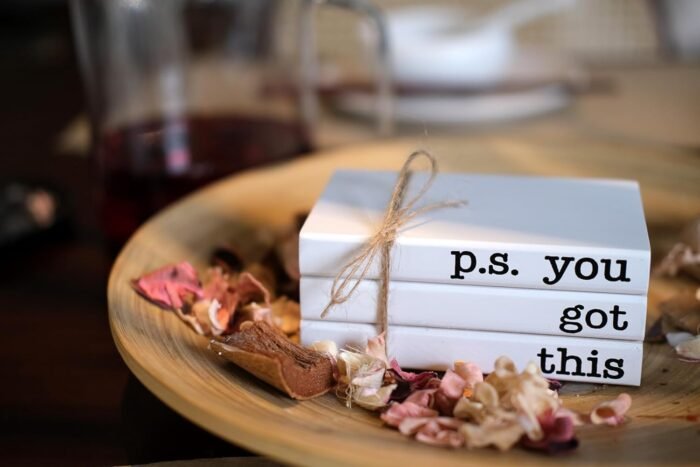 Cute Office Desk Decor, Inspirational Wooden Mini Faux Books for Decoration, Gif... - Image 4