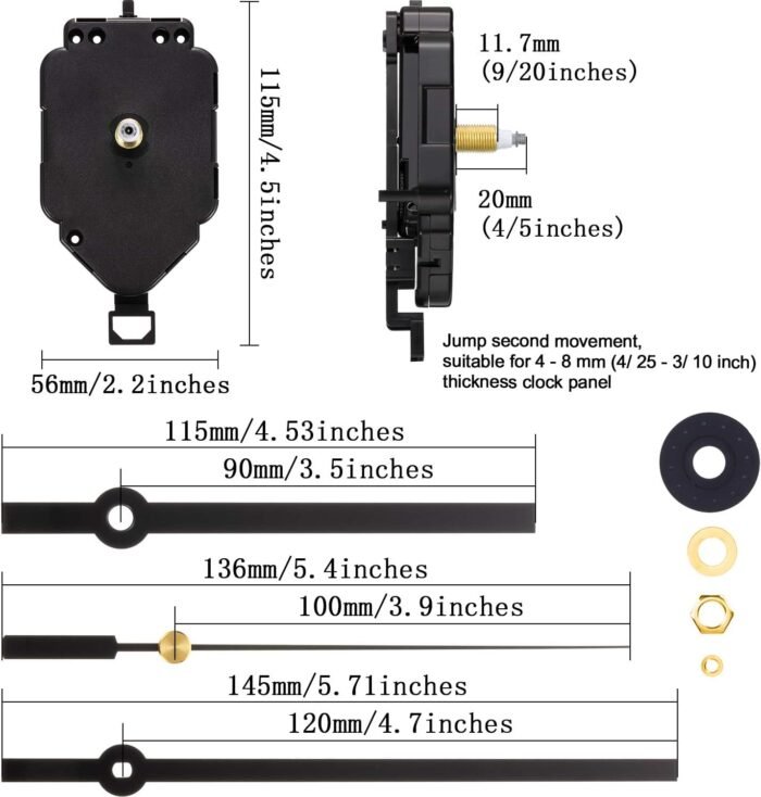 Pendulum Clock Mechanism Replacement Kit Replacement Long Shaft Quartz Clock Han... - Image 3