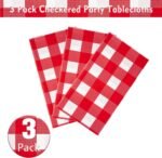 Kesfey Red and White Checkered Tablecloths 3 Packs Red Gingham Plastic Table Clo... - Image 4