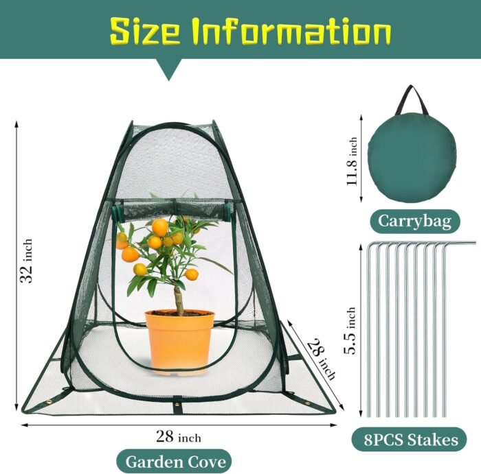 Pop up Garden Netting Cover Plant Guard Cover with Stakes Bird Plant Tent Protec... - Image 4