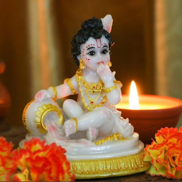 Indian God Baby Krishna Statue - 4.1" H Handmade Hindu Idol Krishna Figurine for... - Image 4