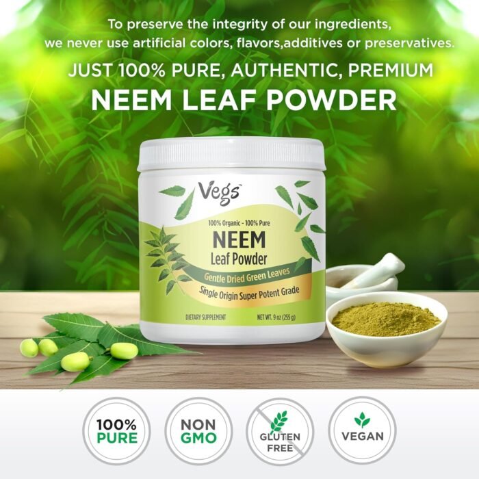 Organic Neem Leaf Powder - Freeze Dried True Green Neem Leaves Powder - Supports... - Image 5