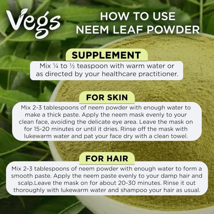 Organic Neem Leaf Powder - Freeze Dried True Green Neem Leaves Powder - Supports... - Image 8