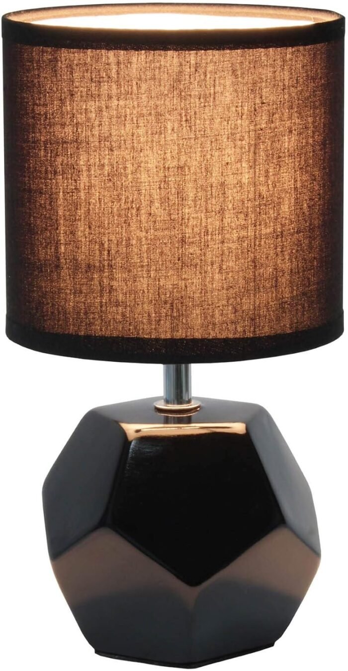 Simple Designs LT2065-BLK Round Prism Mini Table Lamp with Matching Fabric Shade... - Image 3