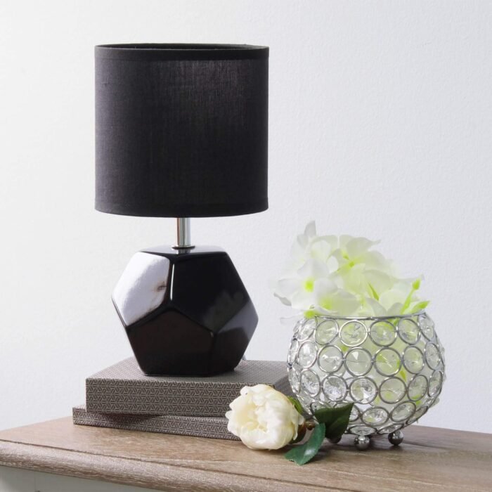 Simple Designs LT2065-BLK Round Prism Mini Table Lamp with Matching Fabric Shade... - Image 5