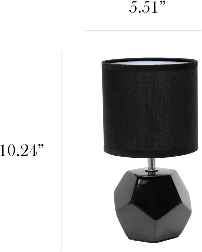 Simple Designs LT2065-BLK Round Prism Mini Table Lamp with Matching Fabric Shade... - Image 9