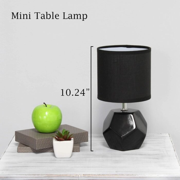Simple Designs LT2065-BLK Round Prism Mini Table Lamp with Matching Fabric Shade... - Image 10