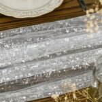 Artoid Mode White Silver Gauze Table Runner 120 Inch 10FT, Glitter Metallic Foil... - Image 4