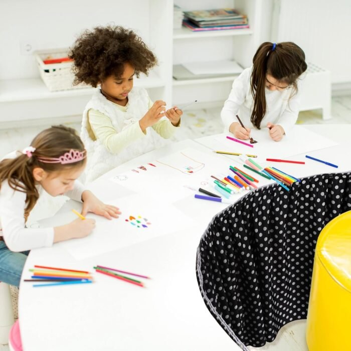 Oudain 14 ft Black and White Polka Dots Table Skirt Cloths for Teacher Desk Boho... - Image 7