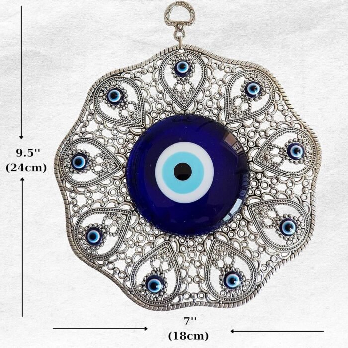 Turkish Glass Blue Evil Eye Wall Hanging Ornament - Metal Home Decor - Turkish A... - Image 3