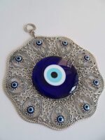 Turkish Glass Blue Evil Eye Wall Hanging Ornament - Metal Home Decor - Turkish A... - Image 4