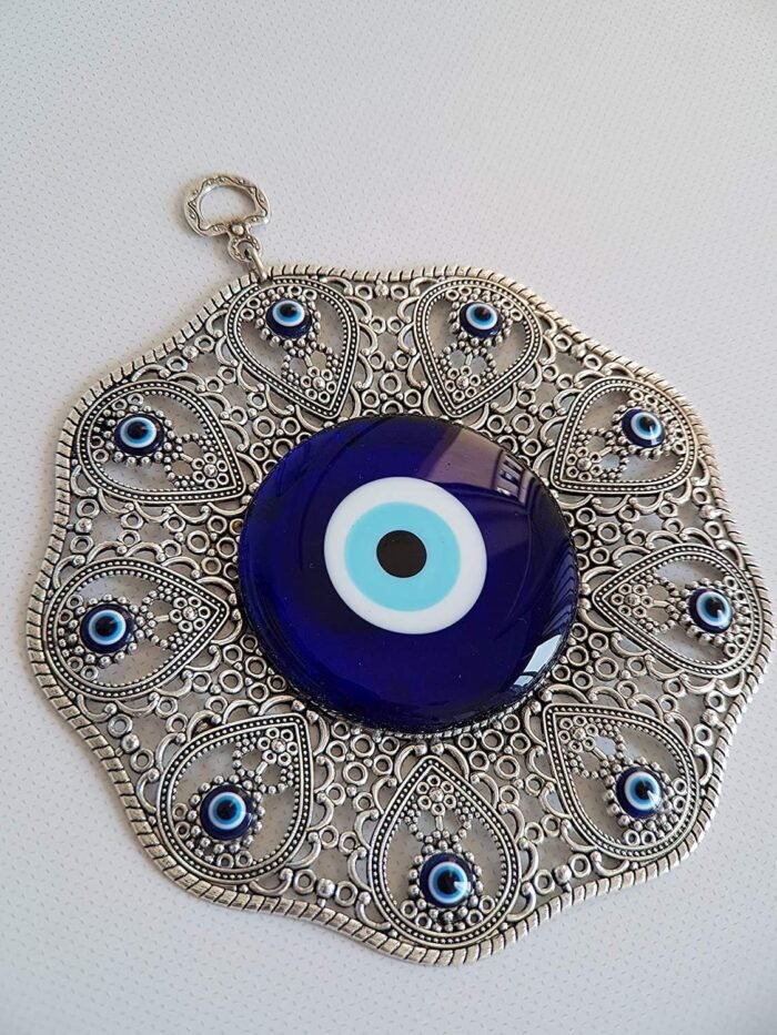 Turkish Glass Blue Evil Eye Wall Hanging Ornament - Metal Home Decor - Turkish A... - Image 4