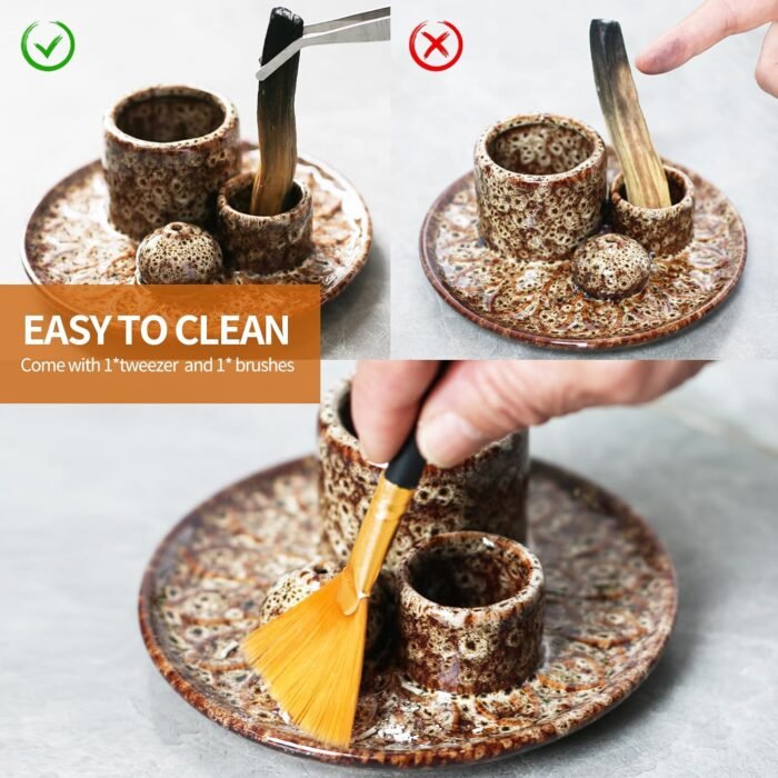 Palo Santo Sticks Holder, Multi-Purpose Handmade Ceramic Incense Burner for Palo... - Image 3