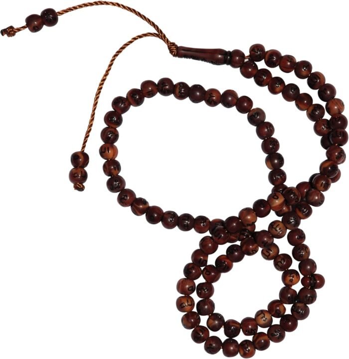 Marble Brown Plastic Tasbih with Allah Muhammad Beads - 7mm Islamic Dhikr Prayer... - Image 3
