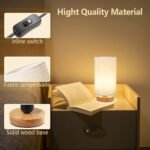 Small Bedside Table Lamp for Bedroom, Minimalist Wood Base & Round Fabric Shade,... - Image 7