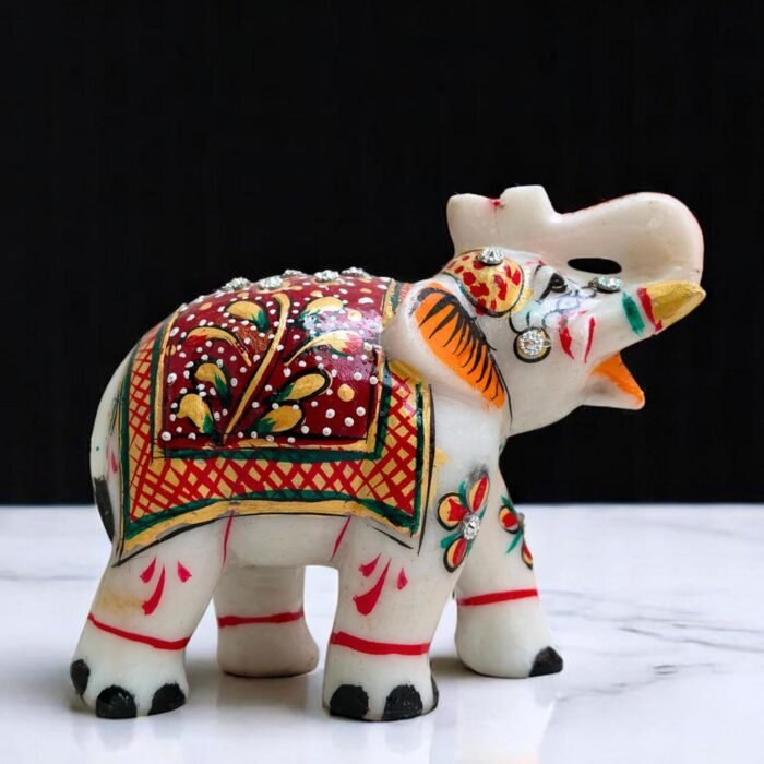 Handcrafted Marble Elephant Statue 4x5 – Hand-Painted Decorative Figurine – Ausp... - Image 8