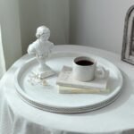 Hanobe Large Round Decorative Tray: White Coffee Table Centerpiece Beaded Trays ... - Image 5