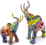 FUNSXBUG Colorful Art Elephant Statue Sculpture Figurine Collectible Gift Idea H... - Image 5
