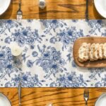 Artoid Mode Spring Navy Blue Floral Chinoiserie Table Runner, Seasonal Summer Ki... - Image 4
