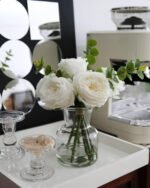 Artificial Flowers with White Roses in Vase, Fix Lifelike Fake Flowers in Vase w... - Image 3