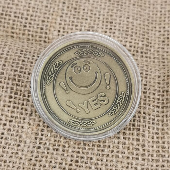 YES NO Flipping Challenge Coin, Decision Maker Divination Tool - Bronze - Image 3