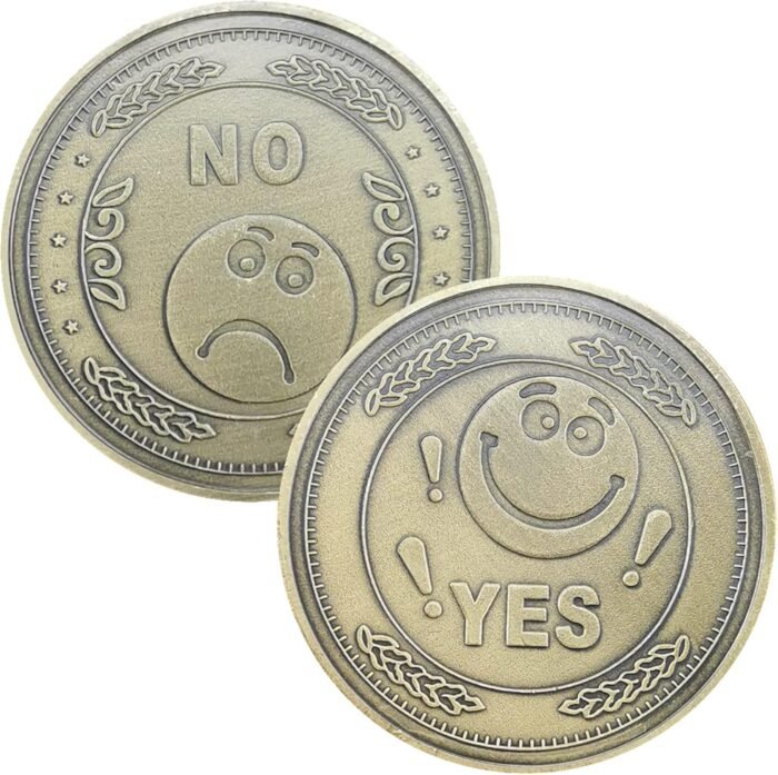 YES NO Flipping Challenge Coin, Decision Maker Divination Tool - Bronze - Image 8