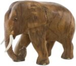 NOVICA Artisan Handmade Teak Wood Sculpture of Rightfacing Elephant from Thailan... - Image 4